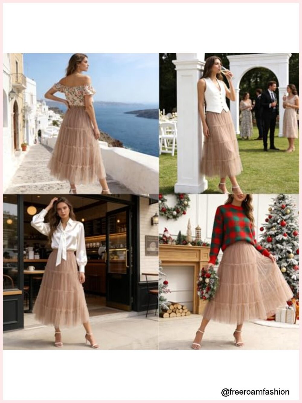 Layered Tulle Midi Skirt A-Line Elastic Waist Tutu Skirt Fairy Ruffle - Picture 4 of 6
